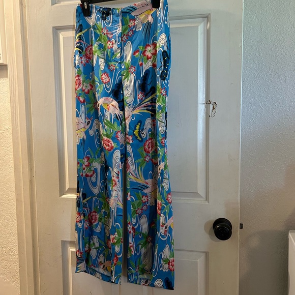Zara Pants - Zara Blue Floral Wide-Leg Pants